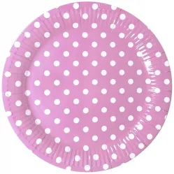 Тарелки розовые Горошек (6 шт.)