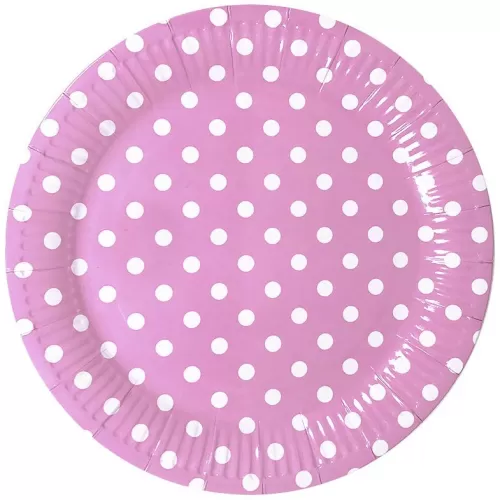 Тарелки одноразовые розовые Горошек (6 шт.) Тарелки одноразовые розовые Горошек (6 шт.)