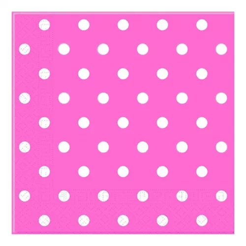 Салфетки ярко-розовые Горошек (20 шт.)