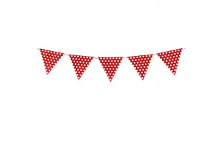 Гирлянда Флажки красный горошек  Гирлянда Флажки красный горошек