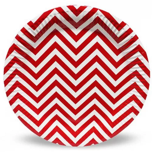 Тарелки одноразовые красные Шеврон (6 шт.) Тарелки одноразовые красные Шеврон (6 шт.)