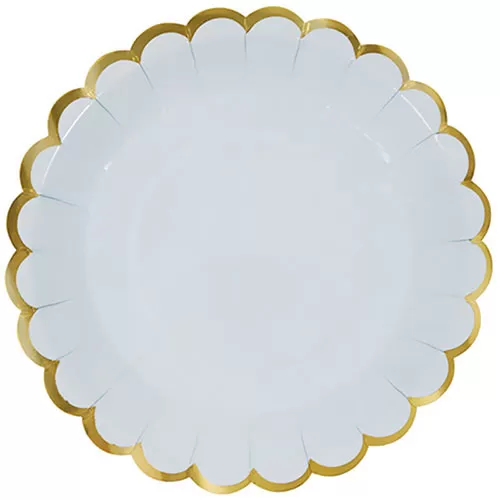 Тарелки одноразовые голубые с золотой каймой (6 шт.)