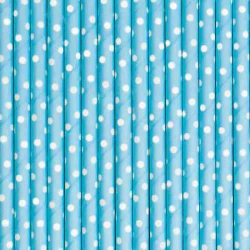 Трубочки бумажные голубые горошек (12 шт.)