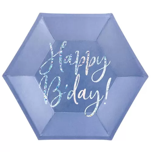 Тарелки бумажные синие Happy B'day! (6 шт.)