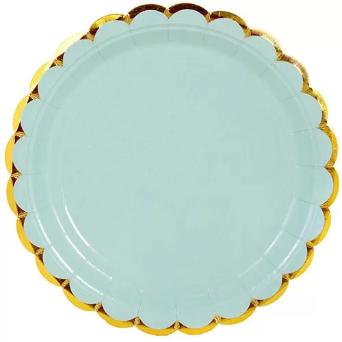 Тарелки мятные с золотой каймой (6 шт.) Тарелки мятные с золотой каймой (6 шт.)