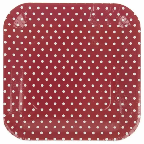 Тарелки красные одноразовые Горошек, 23 см (6 шт.) Тарелки красные одноразовые Горошек, 23 см (6 шт.)