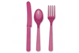 Столовые приборы ярко-розовые (3х8 шт.) Столовые приборы ярко-розовые (3х8 шт.)