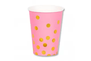 Стаканы розовые Горошек Золото (6 шт.) Стаканы розовые Горошек Золото (6 шт.)