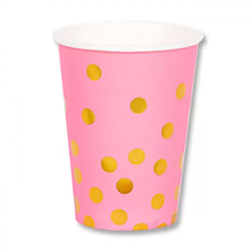 Стаканы розовые Горошек Золото (6 шт.) Стаканы розовые Горошек Золото (6 шт.)
