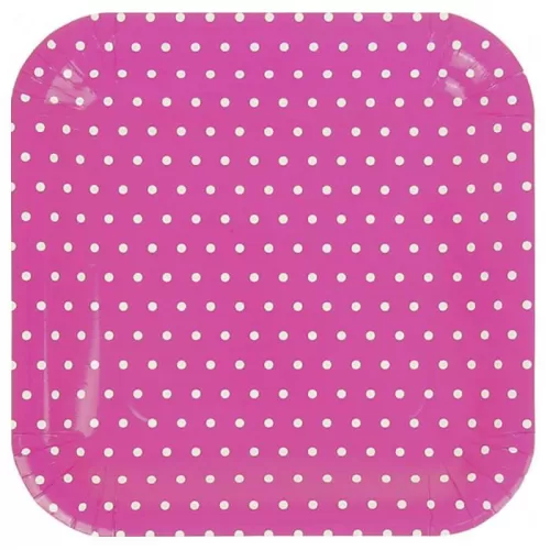 Тарелки одноразовые фуксия Горошек, 23 см (6 шт.) Тарелки одноразовые фуксия Горошек, 23 см (6 шт.)