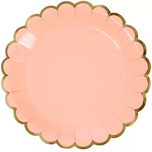 Тарелки пудровые с золотой каймой (6 шт.) Тарелки пудровые с золотой каймой (6 шт.)