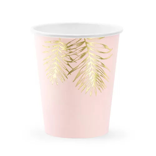 Стаканы розовые с золотыми листьями (6 шт.) Стаканы розовые с золотыми листьями (6 шт.)