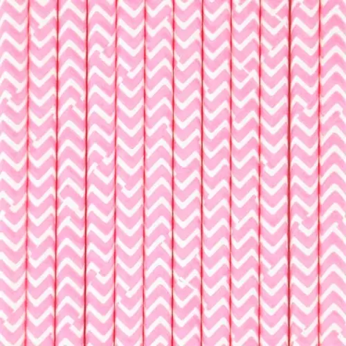 Трубочки бумажные Розовый шеврон (12 шт.)