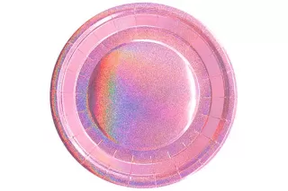 Тарелки розовые голография (6 шт.) Тарелки розовые голография (6 шт.)