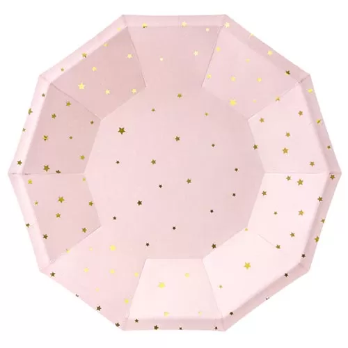 Тарелка розовые с золотыми звездами (6 шт.)