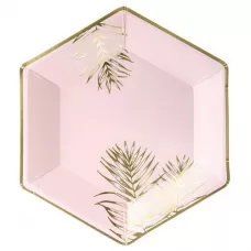 Тарелки розовые с золотыми листьями (6 шт.) Тарелки розовые с золотыми листьями (6 шт.)