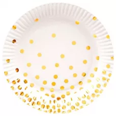 Тарелки белые с золотым конфетти (6 шт.) Тарелки белые с золотым конфетти (6 шт.)
