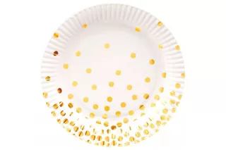 Тарелки белые с золотым конфетти (6 шт.)