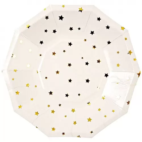 Тарелки одноразовые белые Звезды Золото (6 шт.) Тарелки одноразовые белые Звезды Золото (6 шт.)