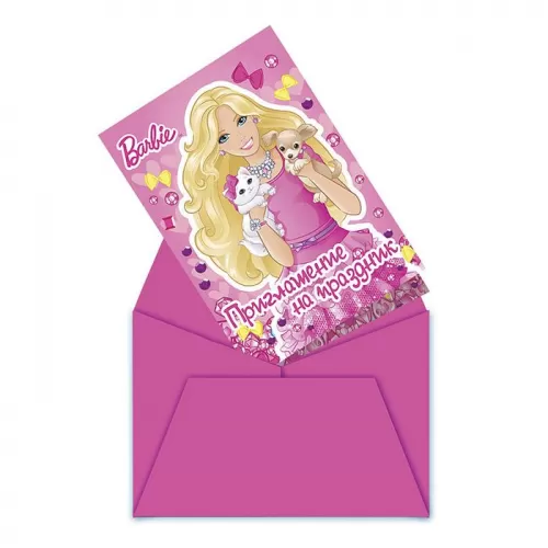 Приглашение в конверте «Барби» (6 шт.)