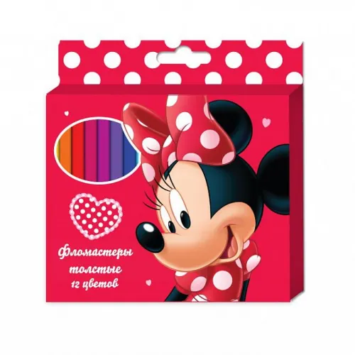 Фломастеры «Минни» толстые, 12 цветов