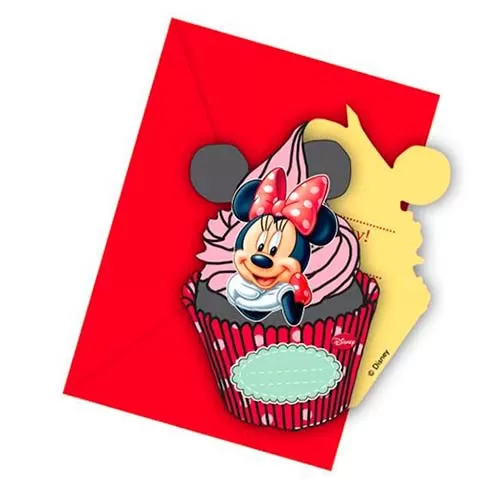 Приглашения в конвертах «Минни Маус», 6 шт. Приглашения в конвертах «Минни Маус», 6 шт.