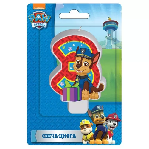 Свеча цифра 3 «Щенячий патруль»  Свеча цифра 3 «Щенячий патруль»