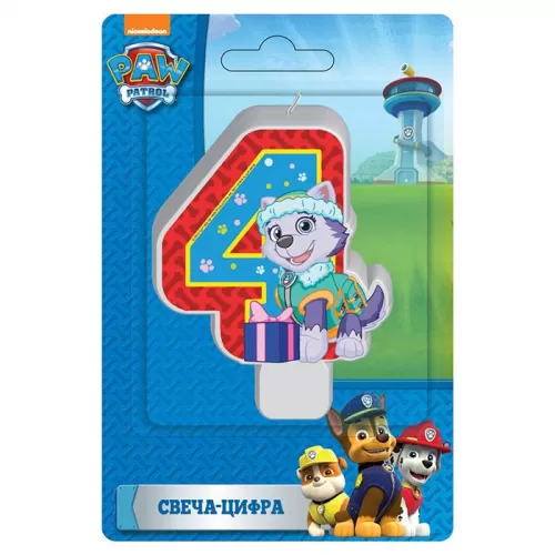 Свеча цифра 4 «Щенячий патруль»  Свеча цифра 4 «Щенячий патруль»