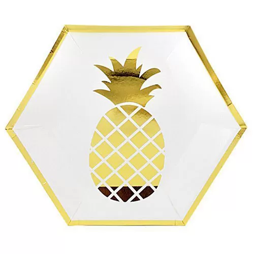 Тарелки бумажные Ананас золотой (6 шт.) Тарелки бумажные Ананас золотой (6 шт.)