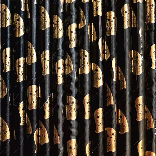 Трубочки бумажные Хэллоуин Привидение (12 шт.) Трубочки бумажные Хэллоуин Привидение (12 шт.)