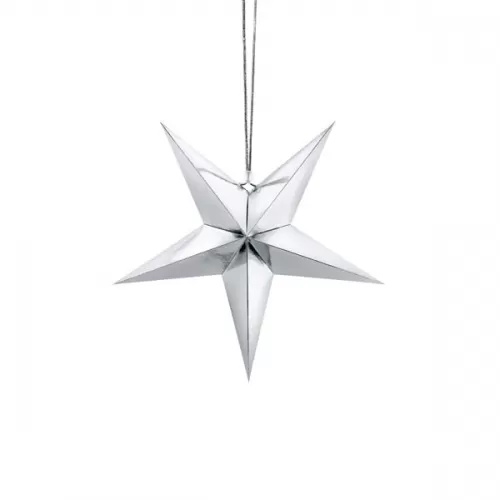 Звезда серебряная  бумажная (30 см)