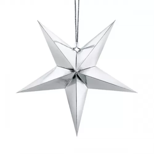 Звезда серебряная  бумажная (45 см) Звезда серебряная  бумажная (45 см)