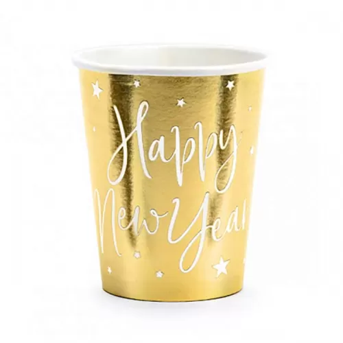 Стаканы золотые Happy New Year (6 шт.) Стаканы золотые Happy New Year (6 шт.)