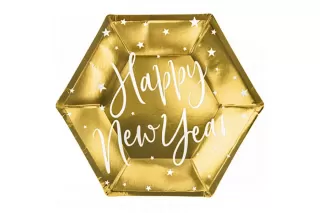 Тарелки золотые Happy New Year (6 шт.) Тарелки золотые Happy New Year (6 шт.)