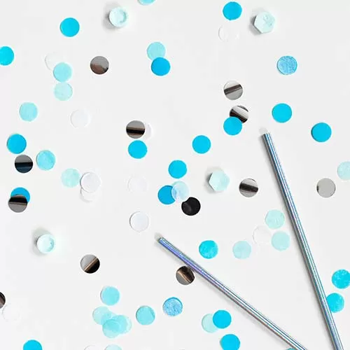 Конфетти ассорти голубые и серебро  Конфетти ассорти голубые и серебро